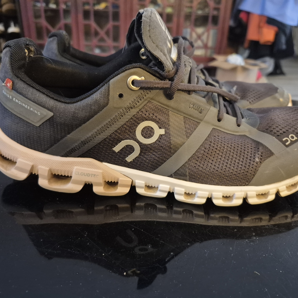 On Running Black and Tan Athletic Shoes